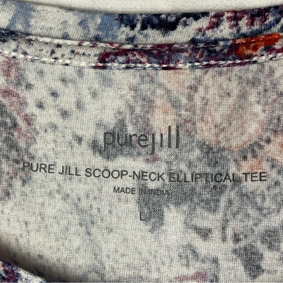 J. Jill Pure Jill | Floral Print Pima Cotton Scoop Neck Elliptical Tee, Large - Picture 4 of 6